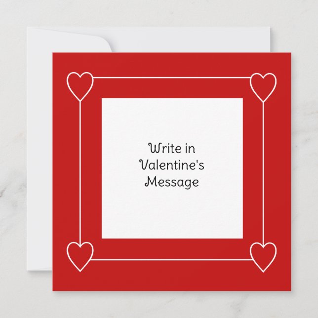 Simple Hearts Valentine's Day Add Message to Red Holiday Card (Front)