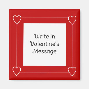Simple Hearts Valentine's Day Add Message to Red Magnet