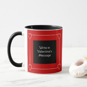 Simple Hearts Valentine's Day Add Message to Red Mug