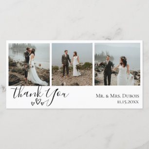 Simple Hearts Wedding Photo Thank You Card