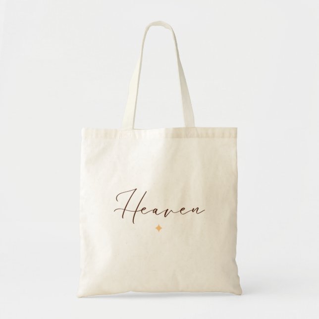 Simple "Heaven" Text Tote Bag (Front)