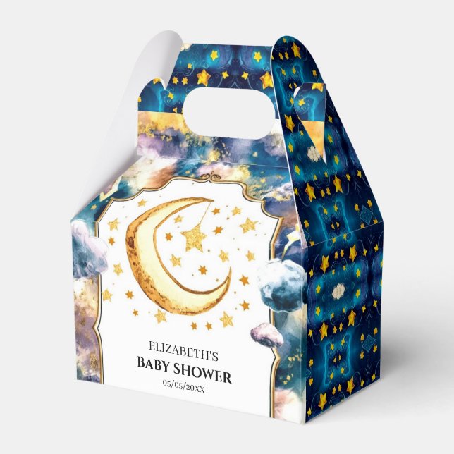 Simple Heavenly Star Celestial Baby Shower Favour Box (Front Side)