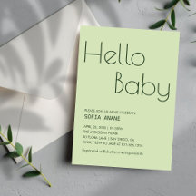 Simple Hello Baby Sage Green Gender Neutral  