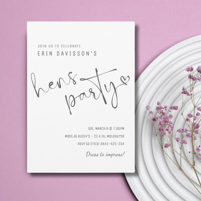 Simple Hens Night Party Invitation Template (Creator Uploaded)