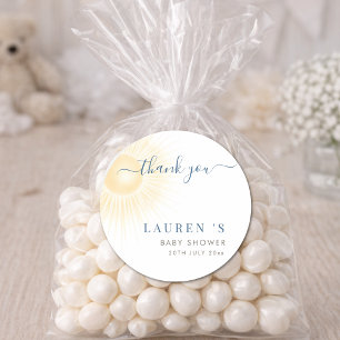 Simple Here Comes The Sun Boy Baby Shower Favor Classic Round Sticker