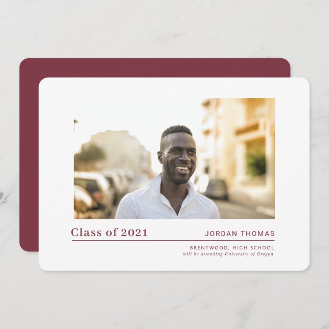 Simple High School Graduation Announcement (Front/Back)