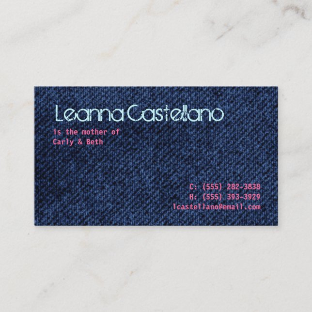 Simple Hip Denim Mummy Calling Business Cards (Front)
