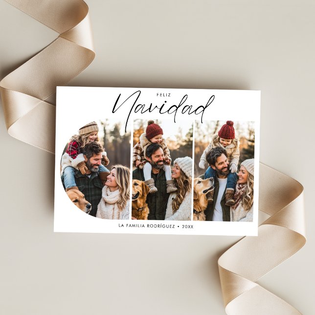 Simple Hispanic Christmas Feliz Navidad Photo Red Holiday Card (Creator Uploaded)