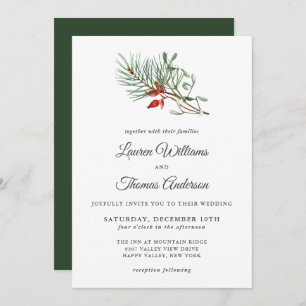 Simple Holiday Botanical Wedding Invitation