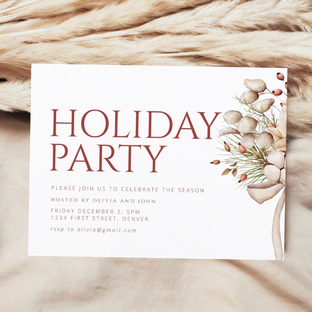 Simple Holiday Christmas Party Invitation Postcard (Creator Uploaded)