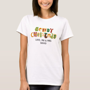 Simple Holiday Couple Trendy Mr and Mrs Christmas T-Shirt
