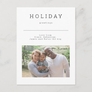 Simple Holiday Greetings Photo Personalised Postcard