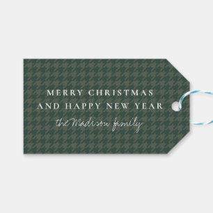Simple Holiday houndstooth Brunswick Green Gift Tags