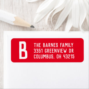 Simple holiday initial red return address label