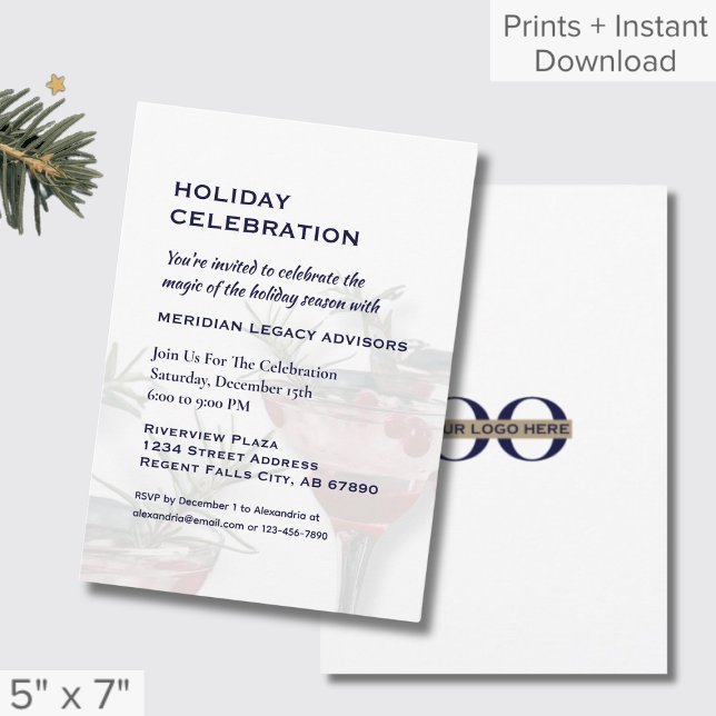 Simple Holiday Party Invitation with Logo (Creator Uploaded)
