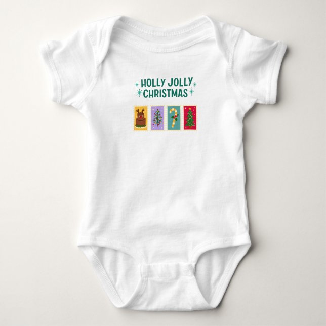 Simple Holly Jolly Holiday Christmas Baby Shirt  (Front)