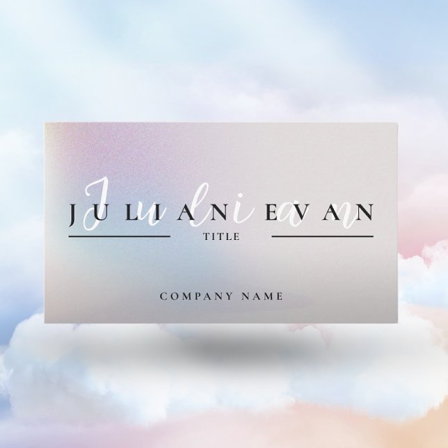 Simple Holographic Elegant Script Aura Beauty  Business Card (Creator Uploaded)