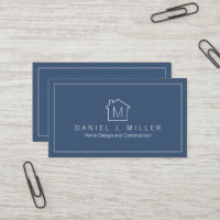 Simple Home Logo Monogram Modern Navy Blue & White