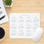 Simple Home Office 2025 Full Year Yearly Calendar Mouse Pad<br><div class="desc">Custom,  elegant script typography,  simple plain black and white,  yearly 2025 full year calendar,  dust and stain resistant mousepad with non-slip back,  for home and office. Makes a great custom gift for friends,  family,  peers,  co-workers,  for holidays,  christmas,  new years.</div>