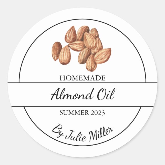 Simple Homemade Almond Oil Label (Front)