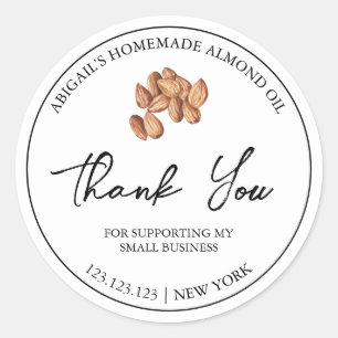 Simple Homemade Almond Oil Thank You Label