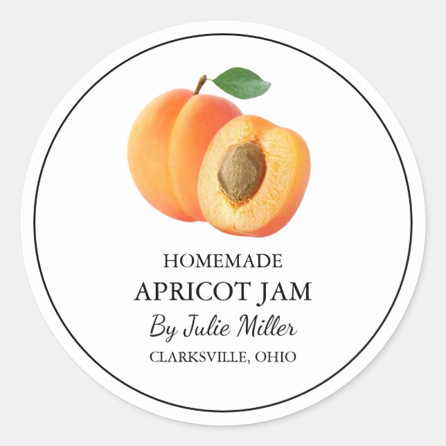 Simple Homemade Apricot Jam Label (Front)