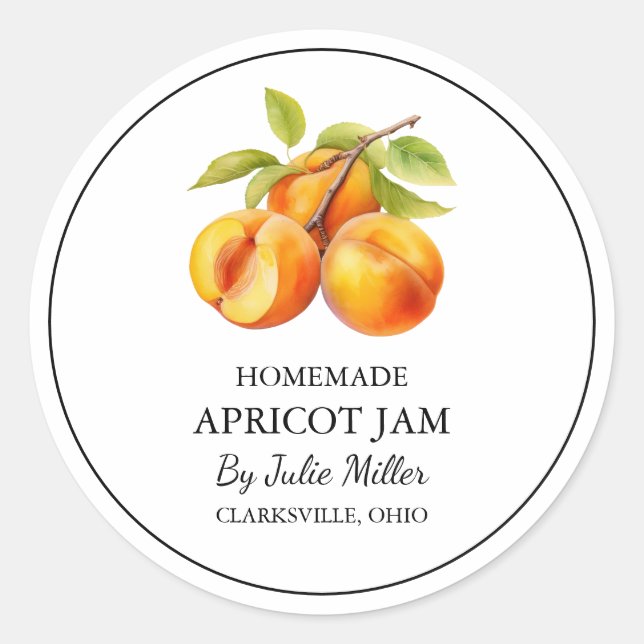 Simple Homemade Apricot Jam Label (Front)