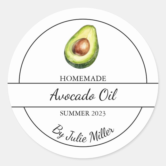 Simple Homemade Avocado Oil Label (Front)