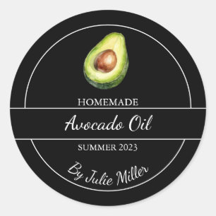Simple Homemade Avocado Oil Label Black