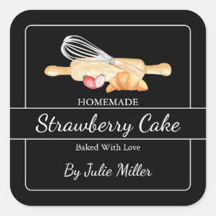 Simple Homemade Baking Square Label Black