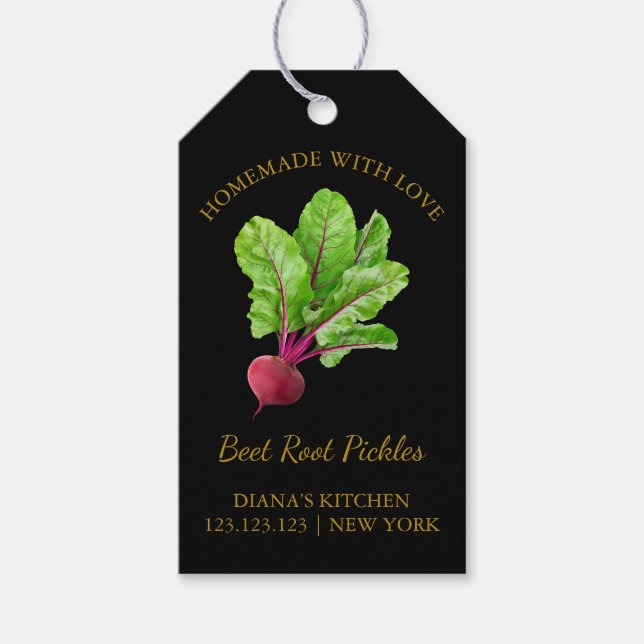 Simple Homemade Beet Root Pickle Hang Tag Black (Front)