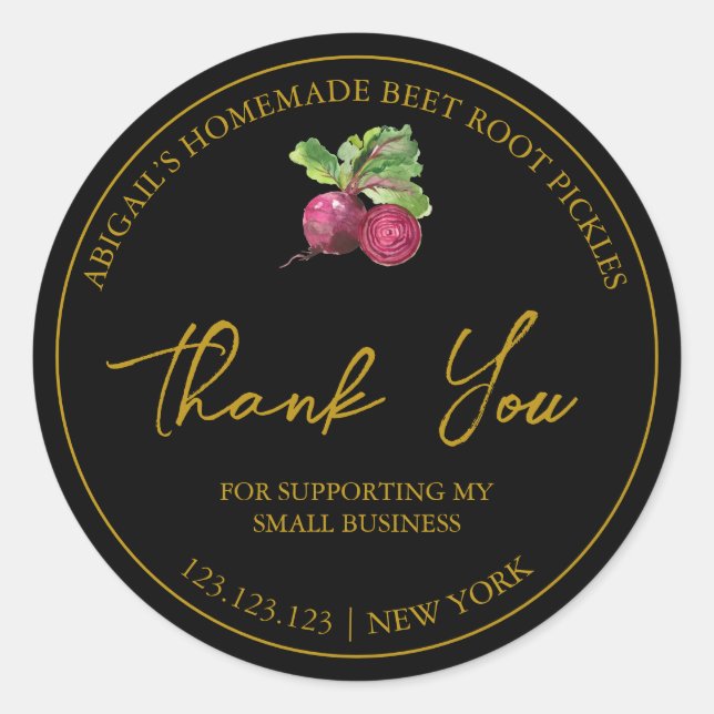 Simple Homemade Beet Root Pickle Thank You Label (Front)
