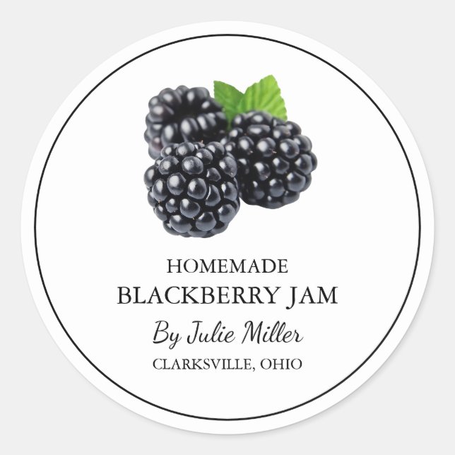 Simple Homemade Blackberry Jam  Label (Front)