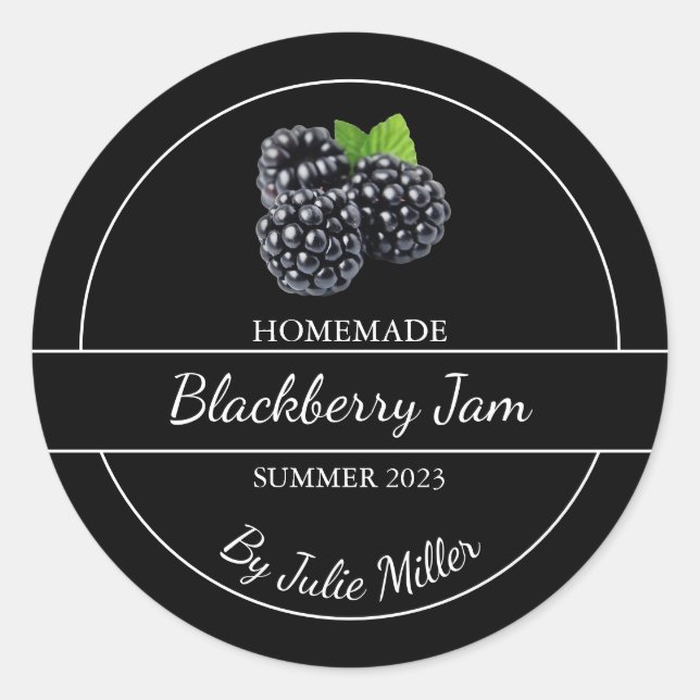 Simple Homemade Blackberry Jam Label (Front)