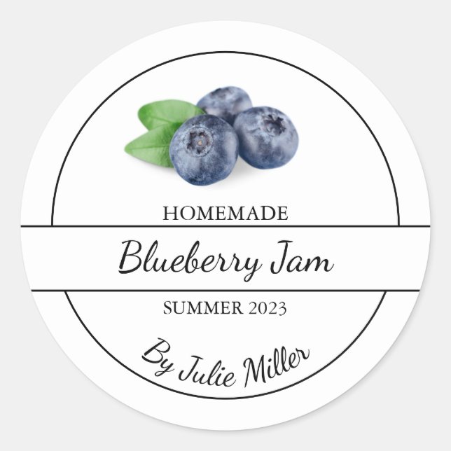 Simple Homemade Blueberry Jam Label (Front)