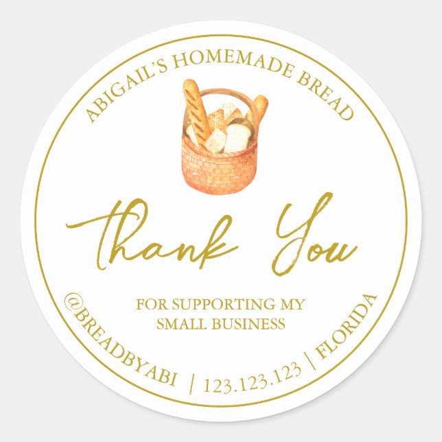 Simple Homemade Bread Thank You Label (Front)