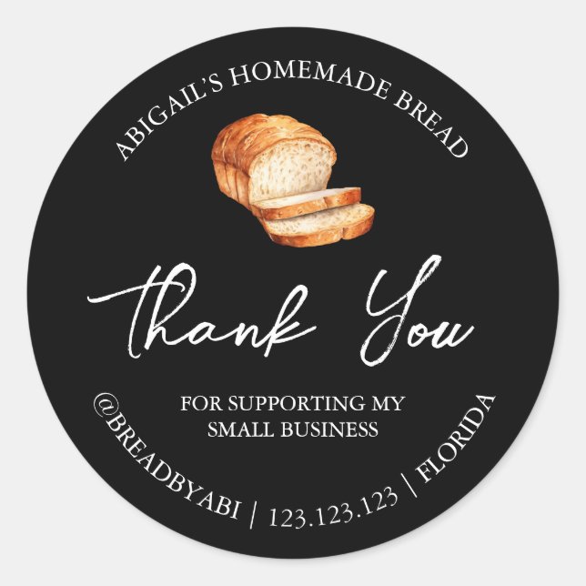 Simple Homemade Bread Thank You Label (Front)