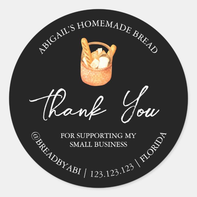 Simple Homemade Bread Thank You Label (Front)
