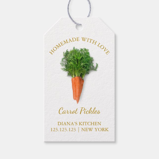 Simple Homemade Carrot Pickle Hang Tag White (Front)