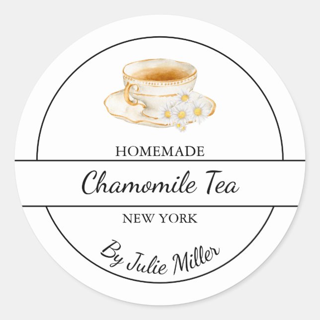 Simple Homemade Chamomile Tea Label (Front)