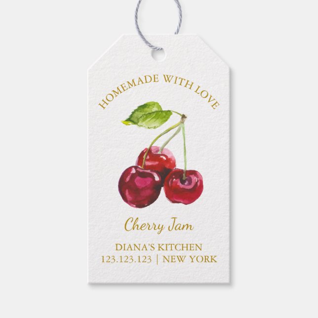 Simple Homemade Cherry Jam Hang Tag l White (Front)