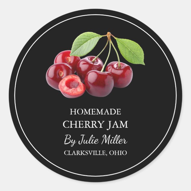 Simple Homemade Cherry Jam Label (Front)