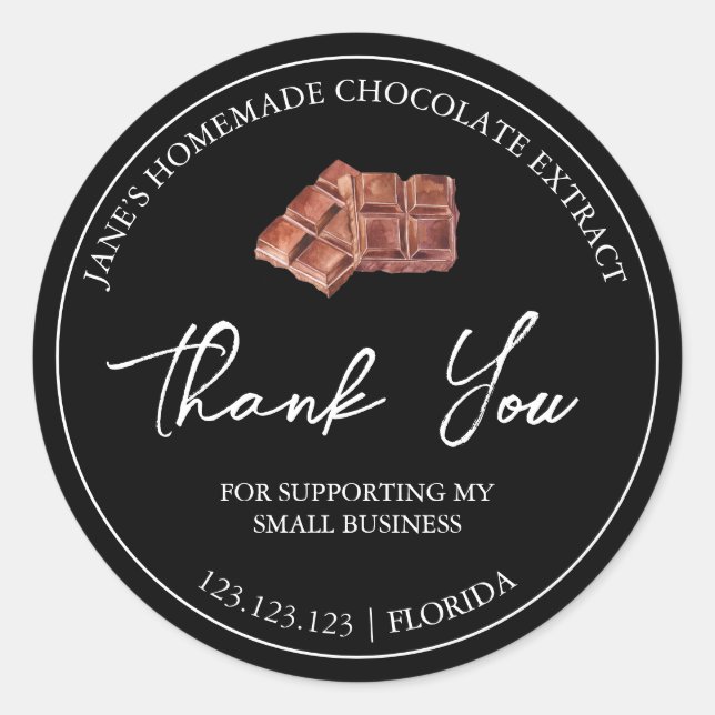 Simple Homemade Chocolate Extract Thank You Label (Front)