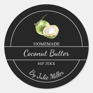 Simple Homemade Coconut Butter Label Black