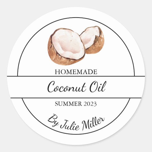 Simple Homemade Coconut Oil Label (Front)