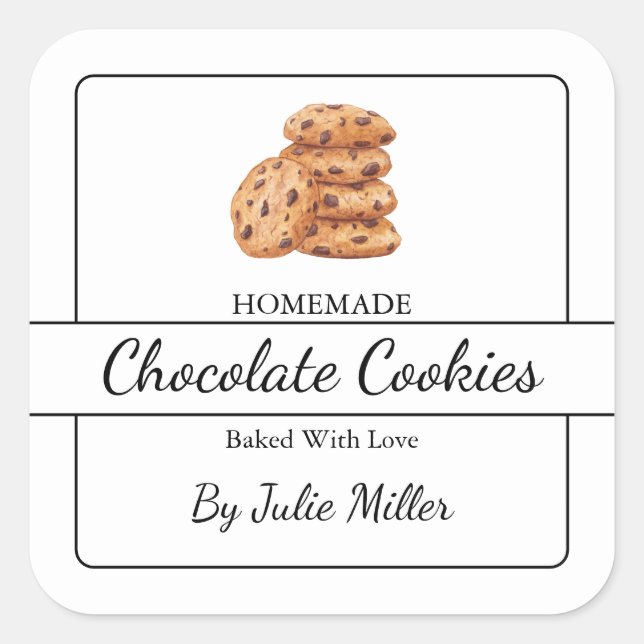 Simple Homemade Cookies Square Label (Front)