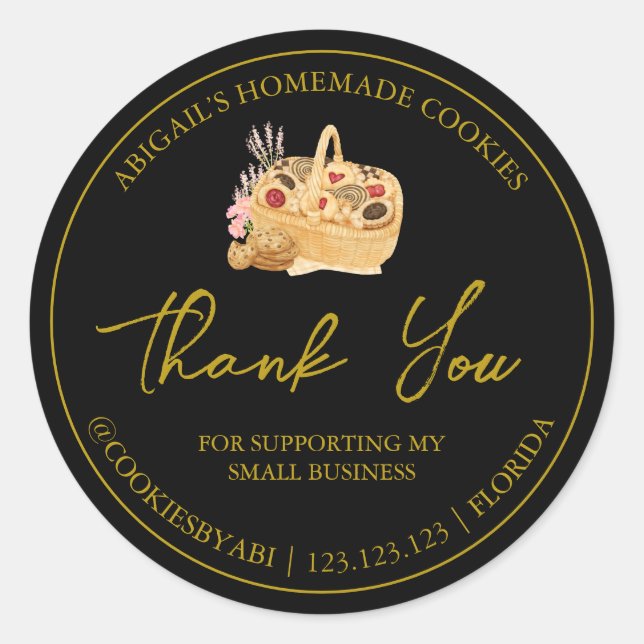 Simple Homemade Cookies Thank You Label (Front)
