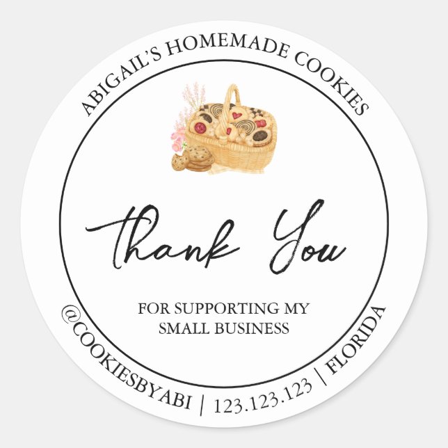 Simple Homemade Cookies Thank You Label (Front)