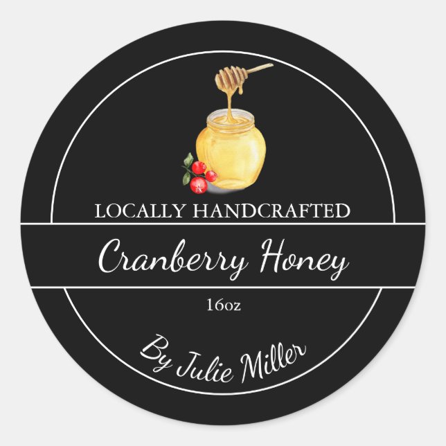 Simple Homemade Cranberry infused Honey Label (Front)