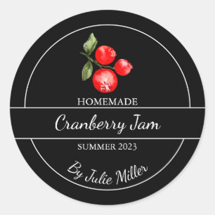 Simple Homemade Cranberry Jam Label Black